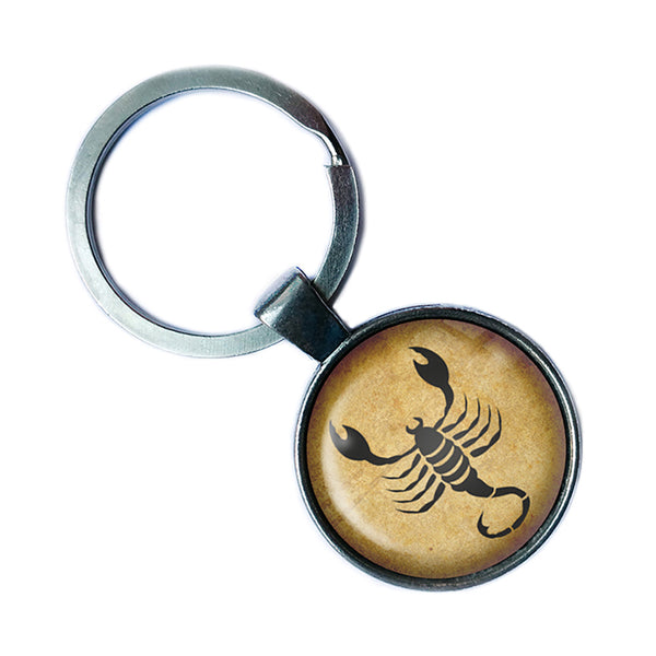 Zodiac Symbol Astrology Scorpio Antique Silver Keychain