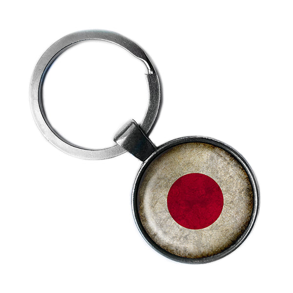 Japan Japanese Flag Antique Silver Keychain