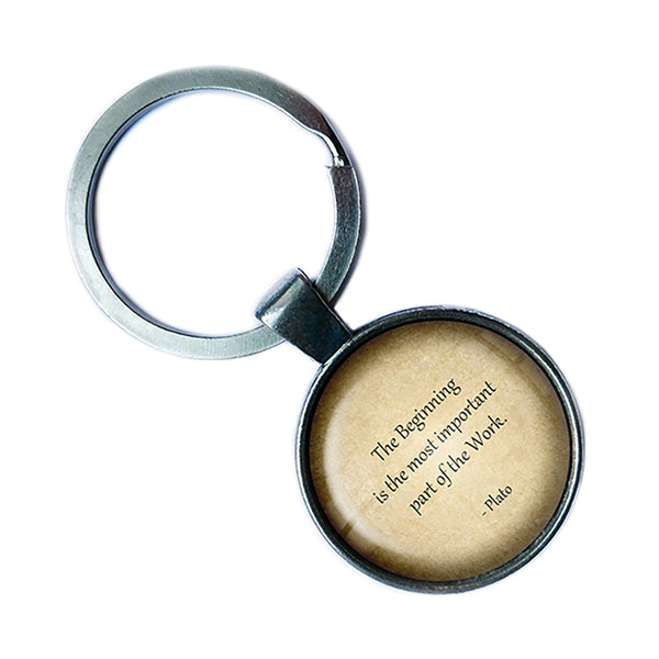 Plato Most Important Part of the Work Antique Silver Keychain