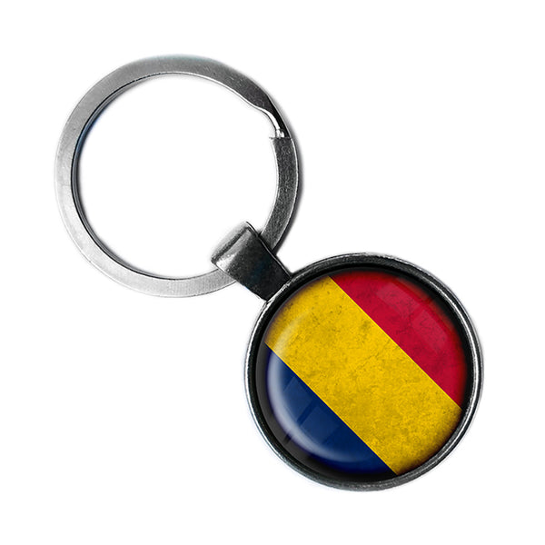 Chad Chadian Flag Antique Silver Keychain
