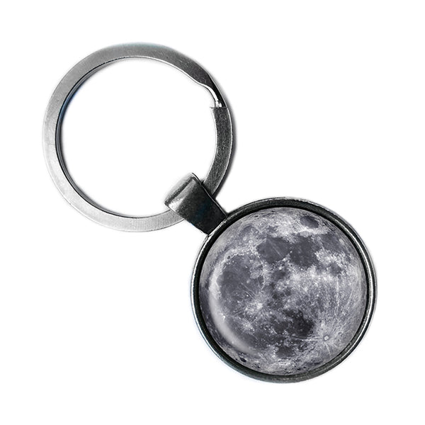 NASA Photograph The Moon Antique Silver Keychain