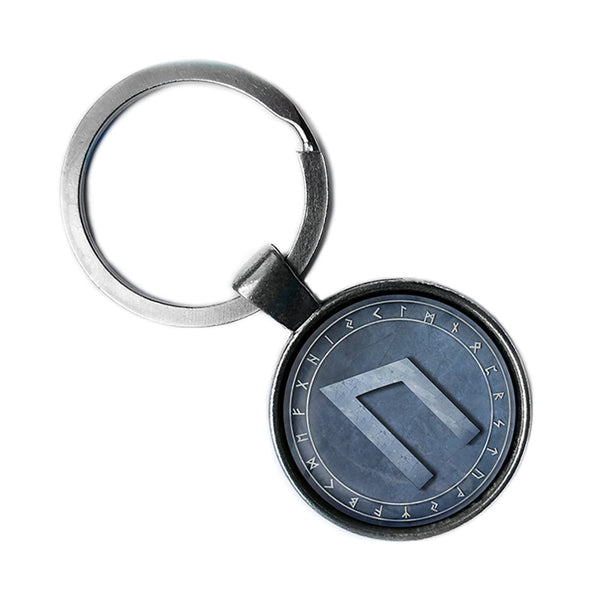Viking Runes Elder Futhark Rune Circle U Uruz Power Antique Silver Keychain