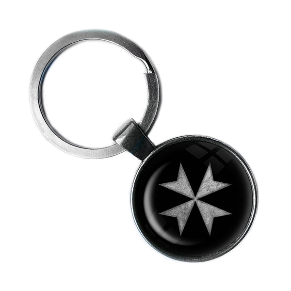 Worn Knights of Malta Hospitalier Hospitaller Antique Silver Keychain