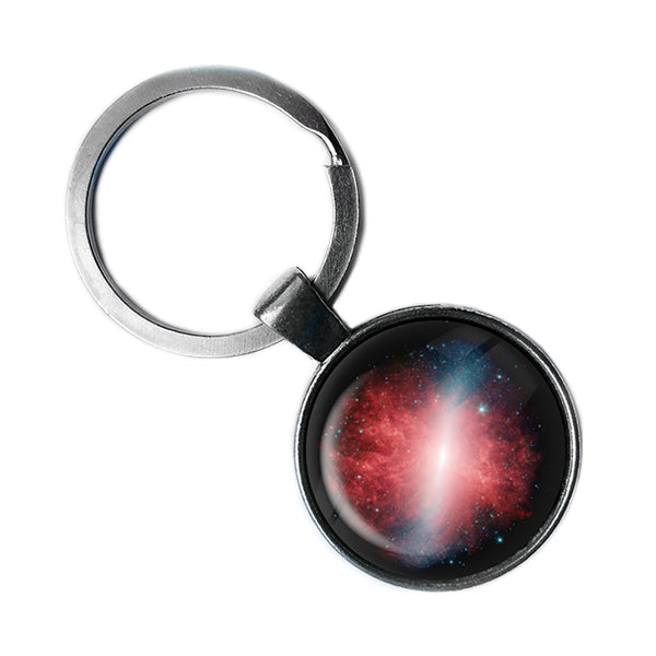 NASA Photograph Red Galaxy Antique Silver Keychain