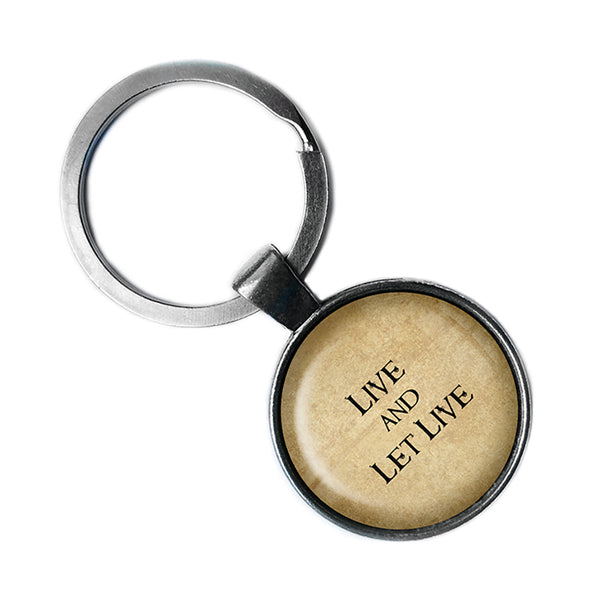 Dutch Proverb Live and Let Live Antique Silver Keychain