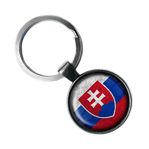 Slovakia Slovakian Flag Antique Silver Keychain