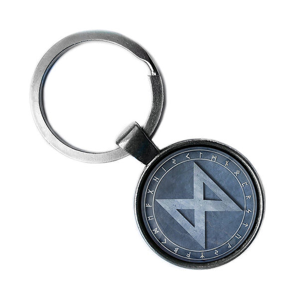 Viking Runes Elder Futhark Rune Circle D Dagaz Dawn Antique Silver Keychain