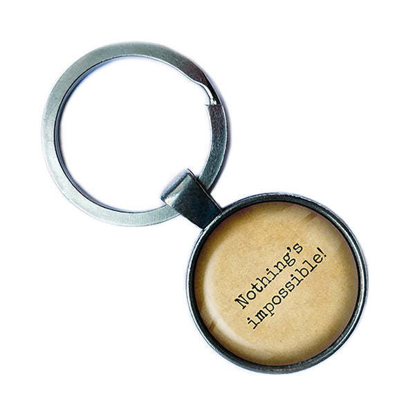 Alice in Wonderland Nothing's Impossible Antique Silver Keychain
