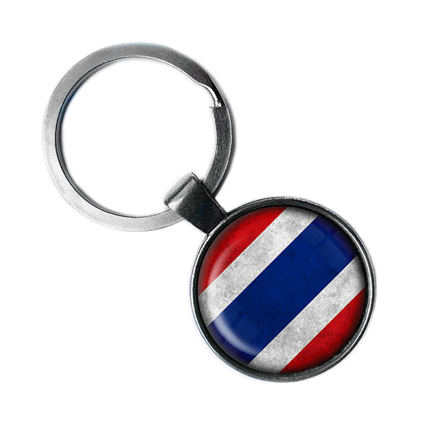 Thailand Thai Flag Antique Silver Keychain