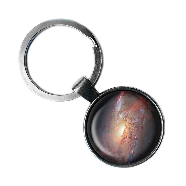 NASA Photograph Galaxy Messier 106 Antique Silver Keychain