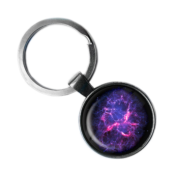 NASA Photograph Nebula Color Burst Antique Silver Keychain