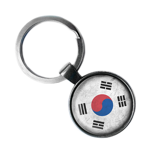 South Korea South Korean Flag Antique Silver Keychain