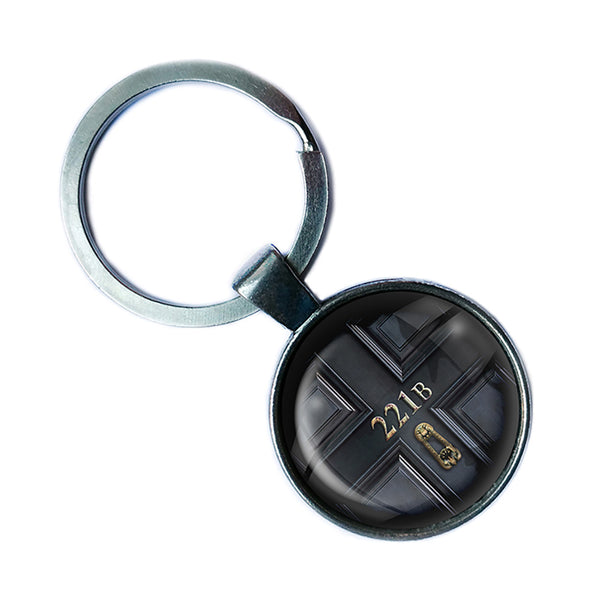 Sherlock Holmes Room 221B Antique Silver Keychain