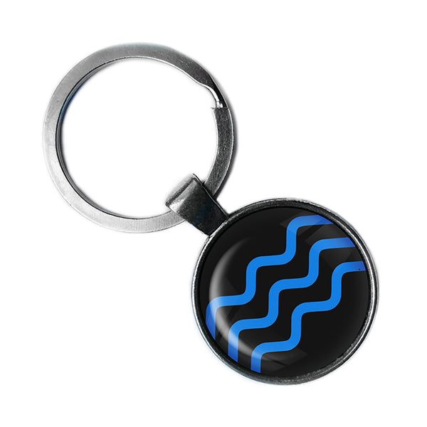 Blue Wave Antique Silver Keychain