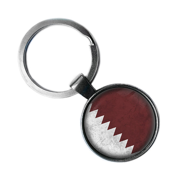 Qatar Qatari Flag Antique Silver Keychain