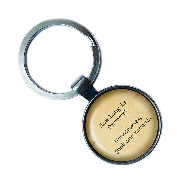 Alice in Wonderland How Long is Forever Antique Silver Keychain