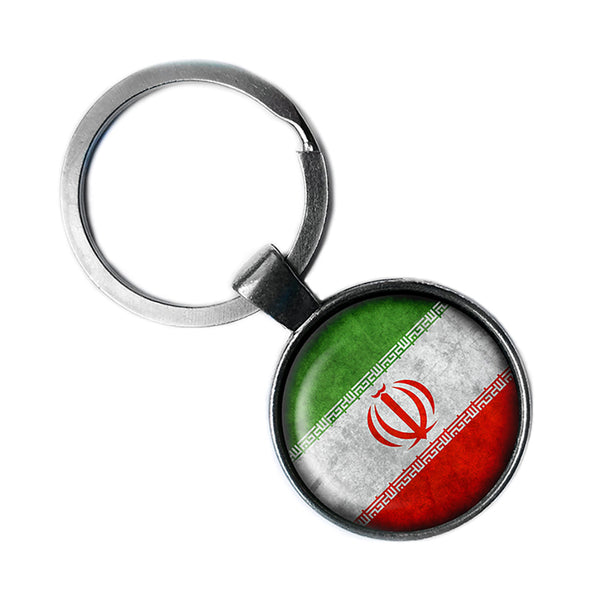 Iran Iranian Flag Antique Silver Keychain