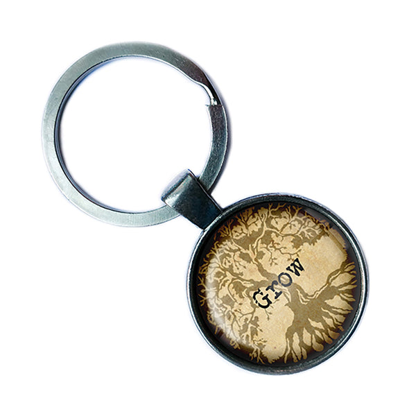 Tree of Life Grow Antique Silver Keychain