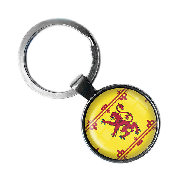 Coat of Arms Scotland Flag Antique Silver Keychain