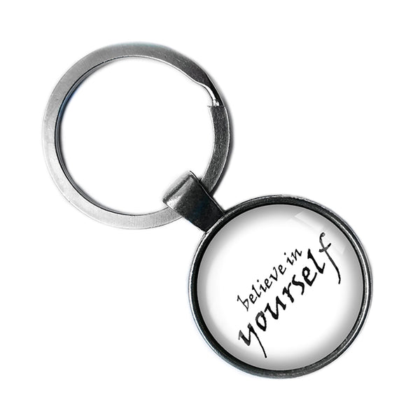 Believe in Yourself Antique Silver Keychain