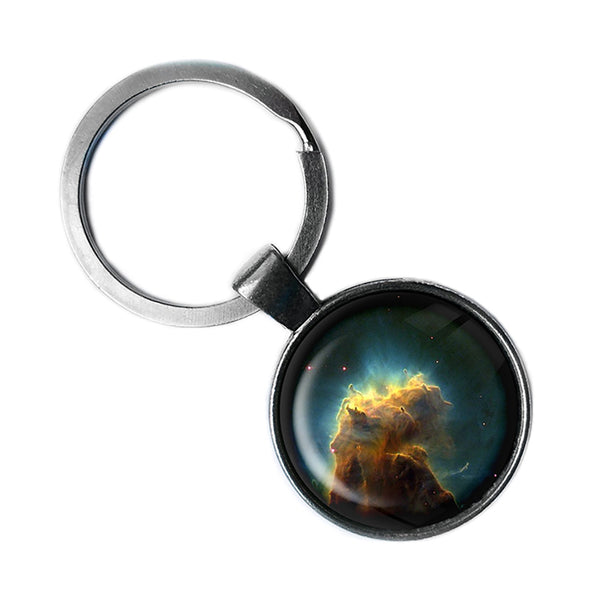 NASA Photograph Eagle Nebula Antique Silver Keychain