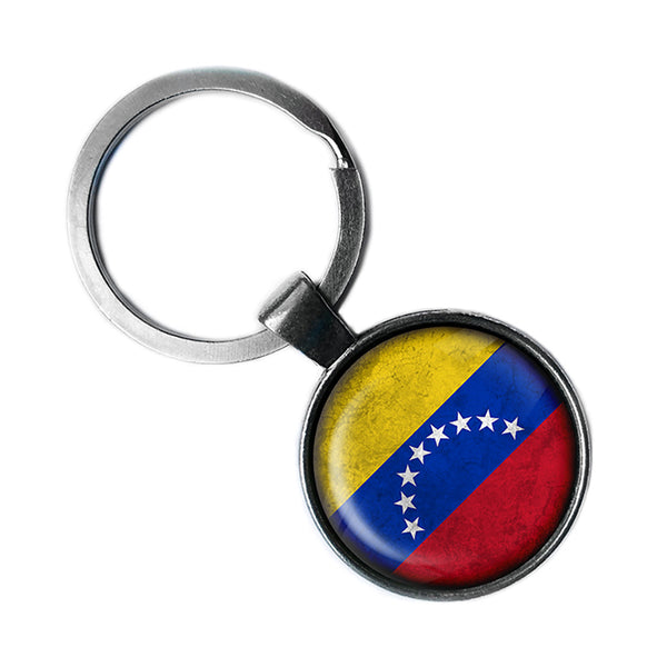 Venezuela Venezuelan Flag Antique Silver Keychain
