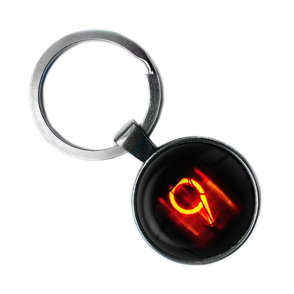 Dieselpunk Steampunk Cyberpunk Nixie Tube Print Number 9 Nine Antique Silver Keychain