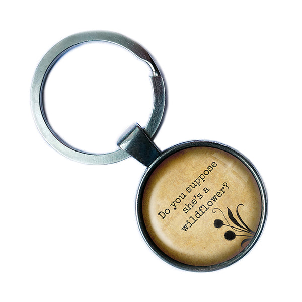 Alice in Wonderland Do you Suppose she's a Wildflower Antique Silver Keychain