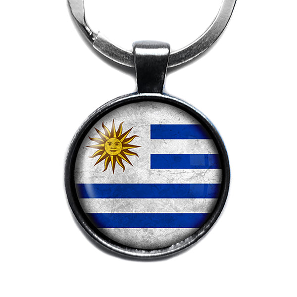 Uruguay Uruguayan Flag Antique Silver Keychain