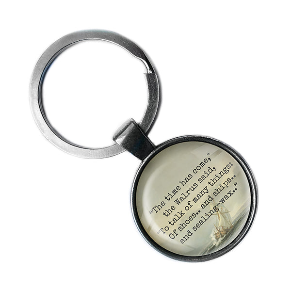 Lewis Carroll Alice in Wonderland The Walrus and the Carptenter Antique Silver Keychain