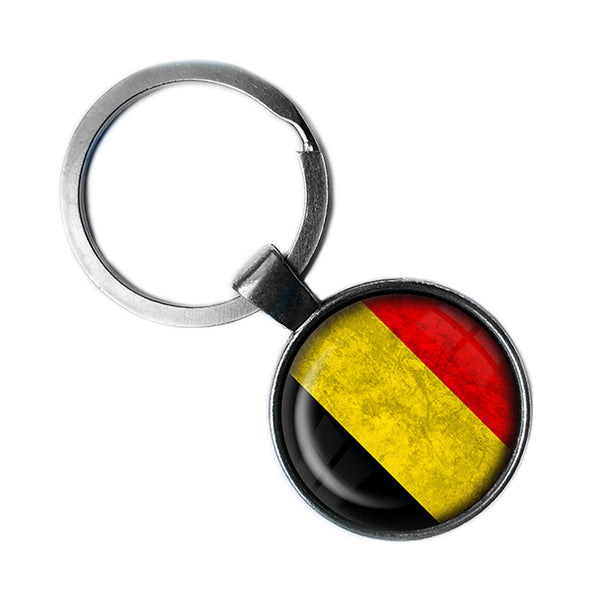 Belgium Belgian Flag Antique Silver Keychain