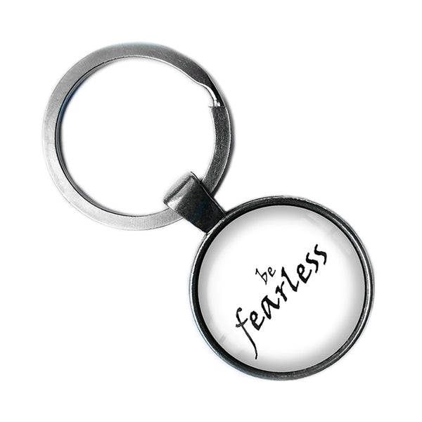 Be Fearless Antique Silver Keychain