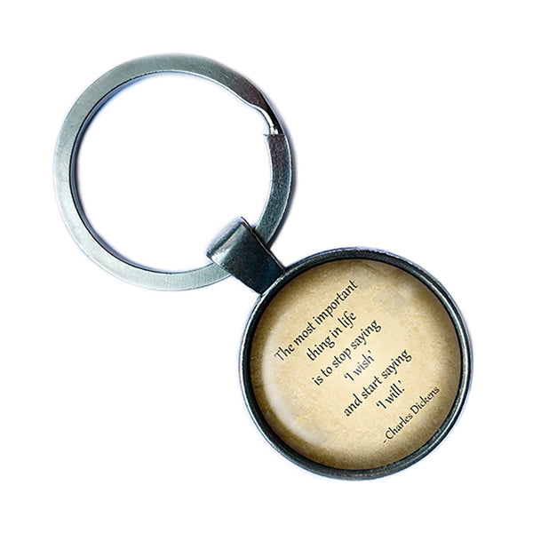 Charles Dickens The Most Important Thing in Life Antique Silver Keychain