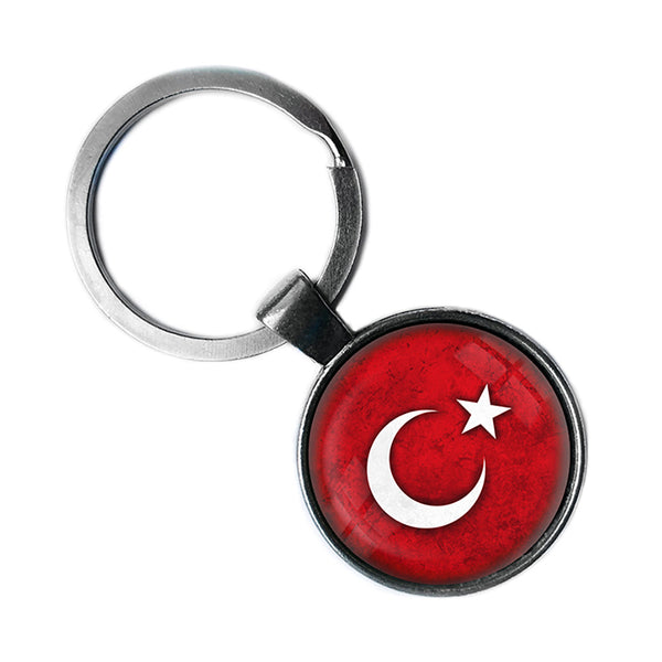 Turkey Turkish Flag Antique Silver Keychain