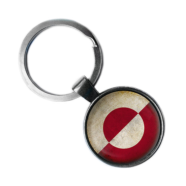 Greenland Greenlandic Flag Antique Silver Keychain