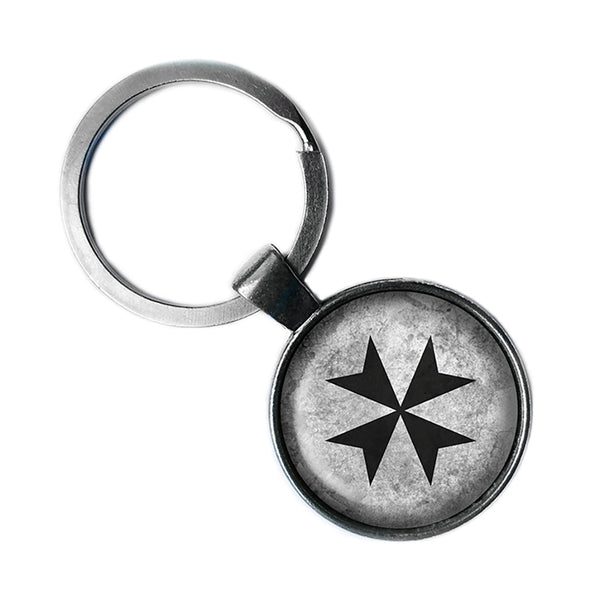 Worn Cross of the Teutonic Knights Teutones Antique Silver Keychain