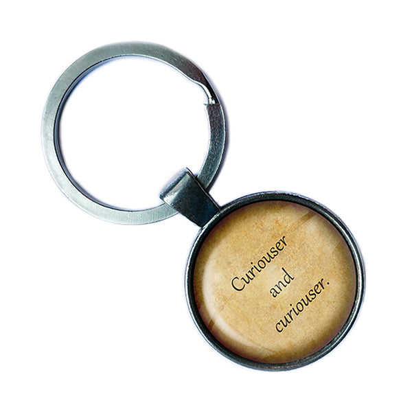 Alice in Wonderland Raven Writing Desk Antique Silver Keychain