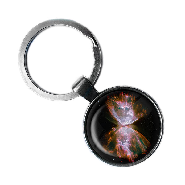 NASA Photograph Red Tarantula Nebula Antique Silver Keychain