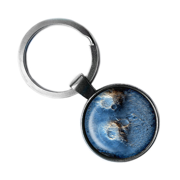 NASA Photograph The Moon Surface Antique Silver Keychain