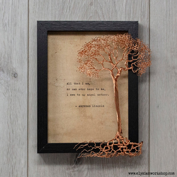 My Angel Mother Abraham Lincoln Hand Typed and Aged Page in Frame