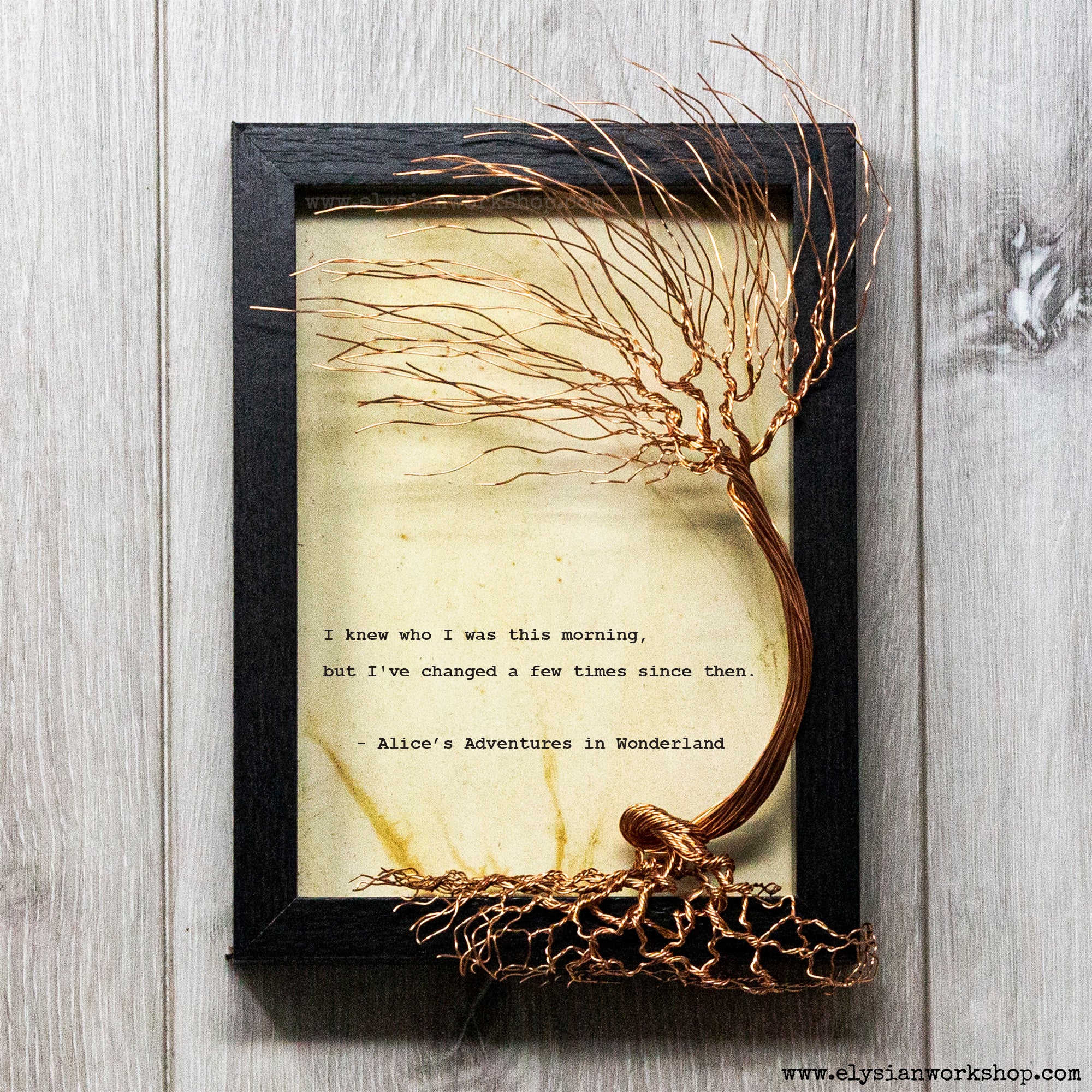 I Knew Who I Was Thing Morning Change Alice in Wonderland Hand Typed and Aged Page in Frame