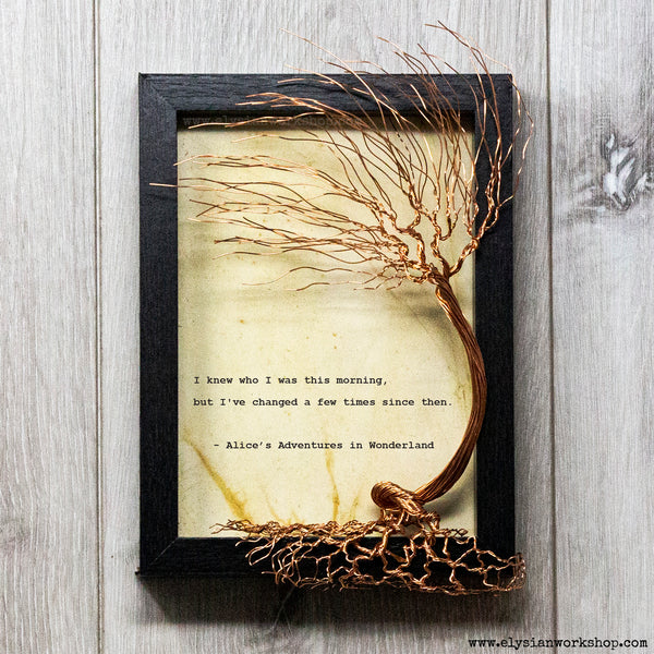 I Knew Who I Was Thing Morning Change Alice in Wonderland Hand Typed and Aged Page in Frame