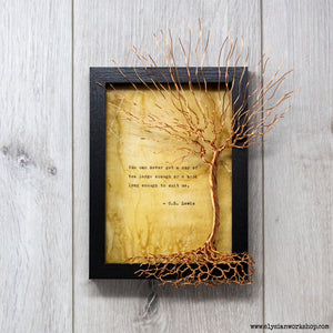 Cup of Tea and Books C.S. Lewis Hand Typed and Aged Page in Frame
