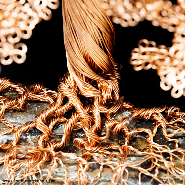 Extra Large Wire Copper Cedar Tree Sculpture set on Ohko Stone.