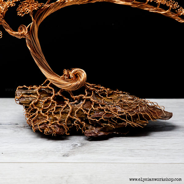 Extra Large Copper Wire Cascade Tree Sculpture on Ohko Dragon Stone