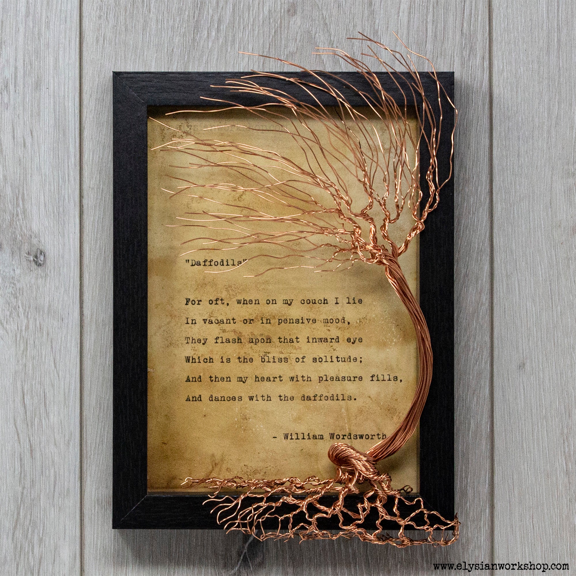 William Wordsworth Daffodills Hand Typed and Aged Page in Frame