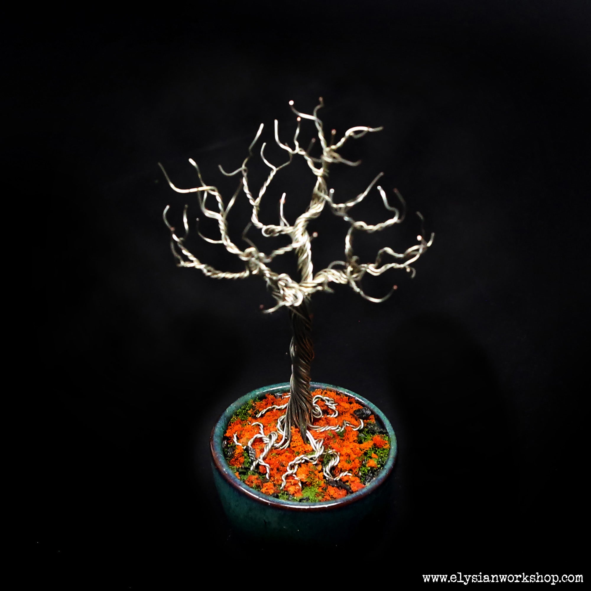 Fall - Tinned Copper Wire Bonsai in Bonsai Pot