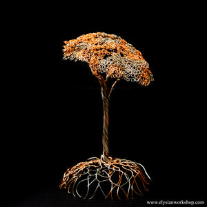Dual Tone Copper Upright Wire Tree Sculpture