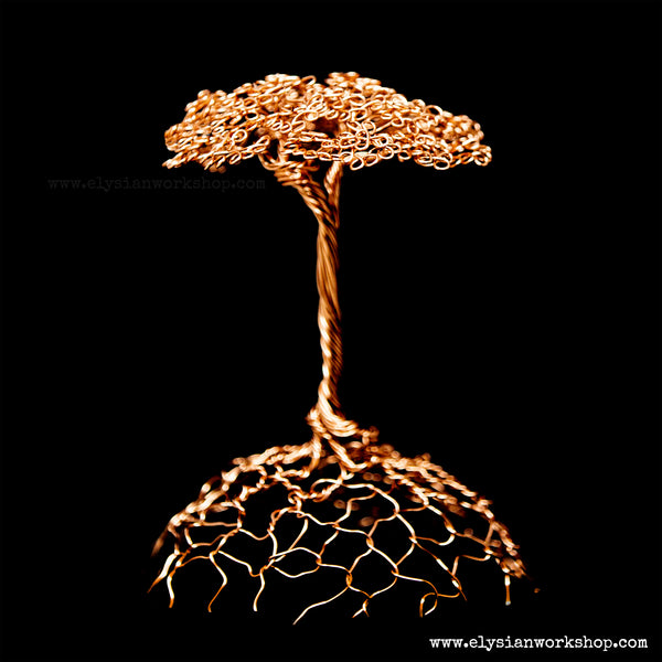 Medium Copper Upright Wire Tree Sculpture