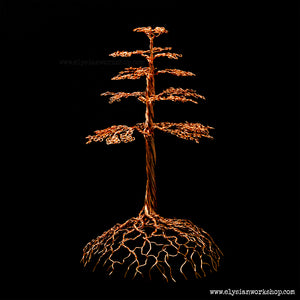 Large True North Redwood Cedar Copper Wire Tree Sculpture